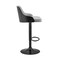 Armen Living Asher Adjustable Gray Faux Leather and Black Finish Bar Stool LCARBABLBLGR - alternate 3